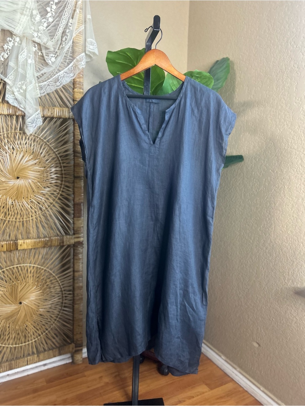 CP Shades linen dress size medium blue gray flowy natural fibers